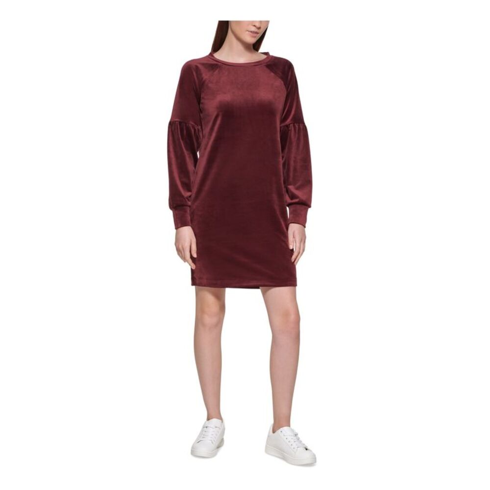 NWT MARC NEW YORK PERFORMANCE Womens Burgundy Balloon Sleeve Sheath Dress XL